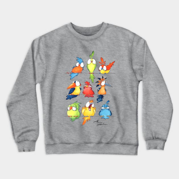 Funny Birds Crewneck Sweatshirt by Alyona Shilina